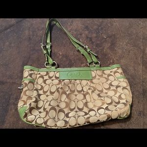 Gently used cloth w/ leather trim Coach bag